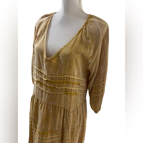 Bloomingdale’s Billy T mustard yellow bohemian farmers market dress Size Medium - Picture 3 of 9